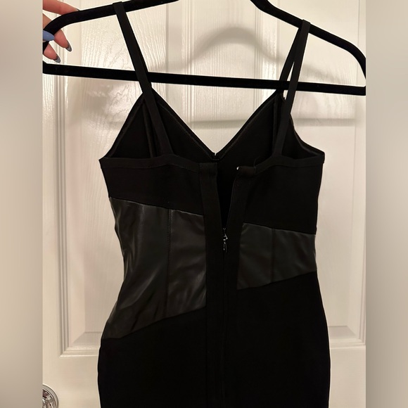 Black Bandage Dress with Faux Leather: Size Small - Picture 4 of 6